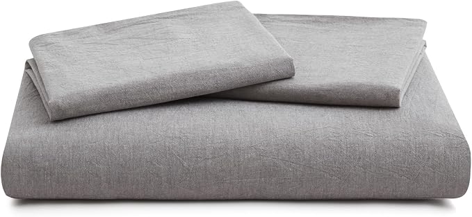 LOVQUE Light Grey Duvet Cover Full Size, 100% Washed Cotton Linen Like Bedding - Image 7