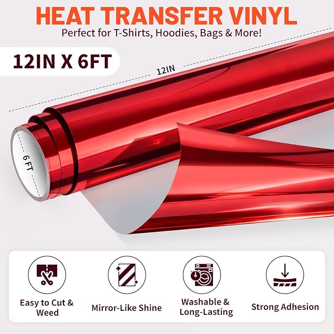 TECKWRAP Metallic Red Heat Transfer Vinyl - Image 2