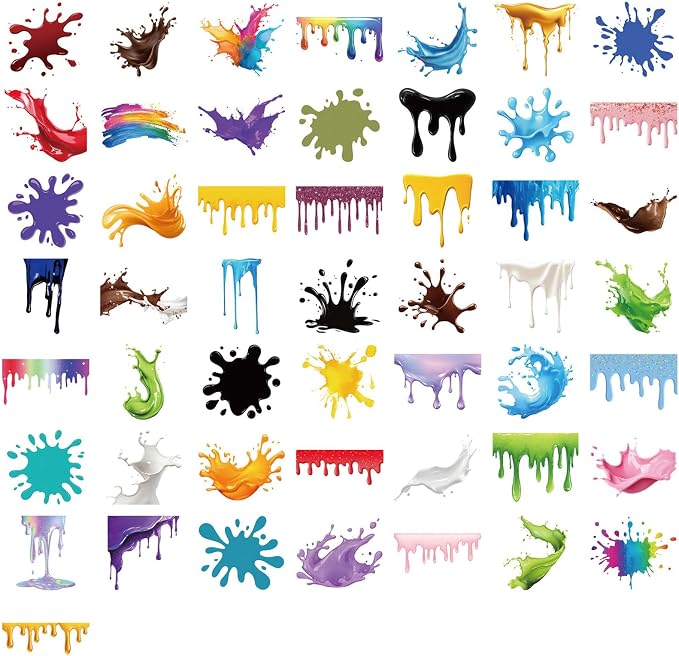 50 Pieces of Transparent Cartoon Dripping Paint Stickers, Suitable - Image 6