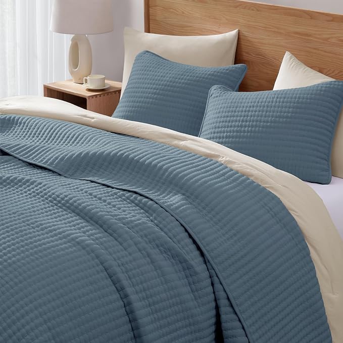 WRENSONGE Twin Quilt-2 Pieces Lightweight Bedspreads Oxford Blue Twin Quilt - Image 2
