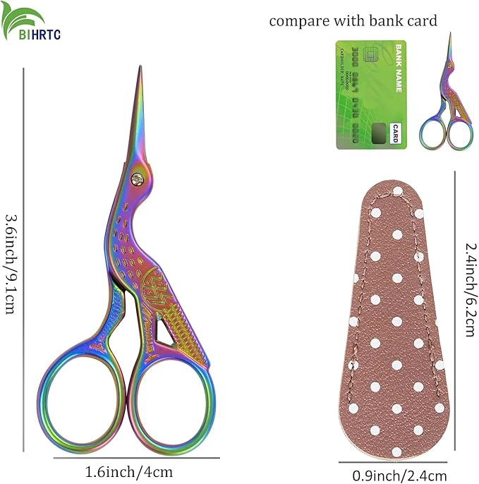 BIHRTC 3.6inch Mini Scissor Bird Crane Embroidery Scissors Stainless Steel - Image 2