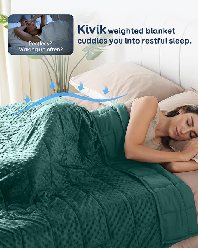 Kivik Cooling Weighted Blanket for Adults, 15 lbs Breathable Minky Dot Heavy - Image 2