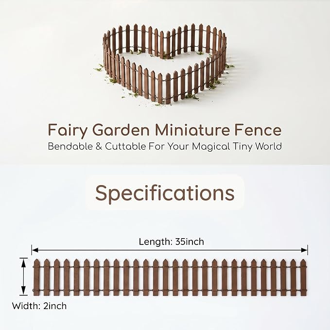 Fairy Garden Miniature Fence Accessories: Decorative White Wooden Picket Fence - Image 3