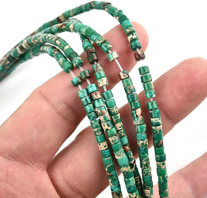 148pcs 3x2mm Dark Green Natural Sea Sediment Imperial Jasper Heishi Disc - Image 4