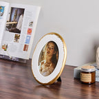 4x6 Oval Picture Frame, Ornate Photo Frame White & Gold, Hand-Crafted Resin - Image 3