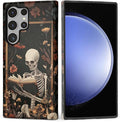 Case for Samsung Galaxy S23 Ultra Case, Skeleton Reader Goth Floral Design by Kapadiy