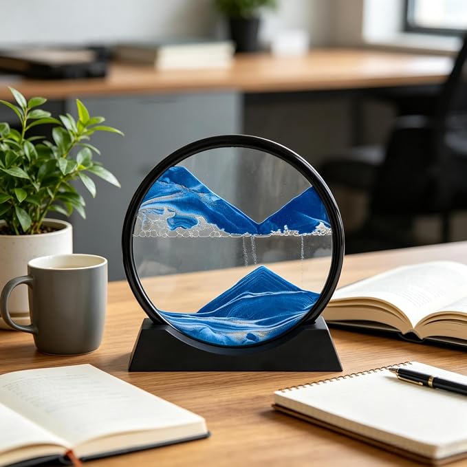 Moving Sand Art Picture- Sand Art Liquid Motion 3D Sandscape, Round Glass Frame - Image 5