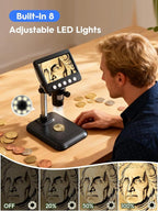 Coin Microscope, 4.3" LCD USB Digital 1000X 1080P Coin Magnifier | 8 Adjustable - Image 3