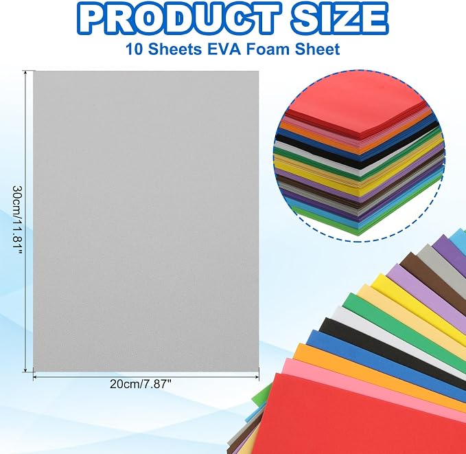 PATIKIL 10 Pcs Gray EVA Foam Sheets, 12 x 8 Inches Foam Sheets - Image 2