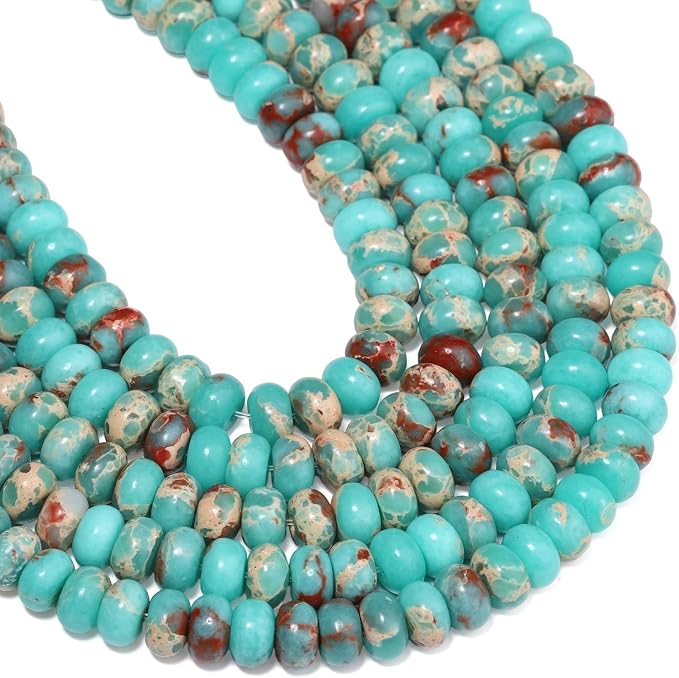 Songxi 5x8mm Natural Green Shoushan Stone Rondelle Beads, Gemstone - Image 7