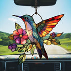 Flowers and Hummingbird Acrylic Suncatcher Stained Glass Effect Window Car - Image 5