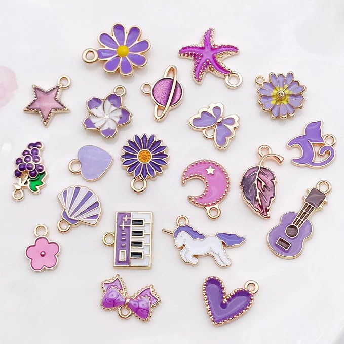 WOCRAFT 40pcs 20 pairs Assorted Enamel Bracelet Charms - Image 2