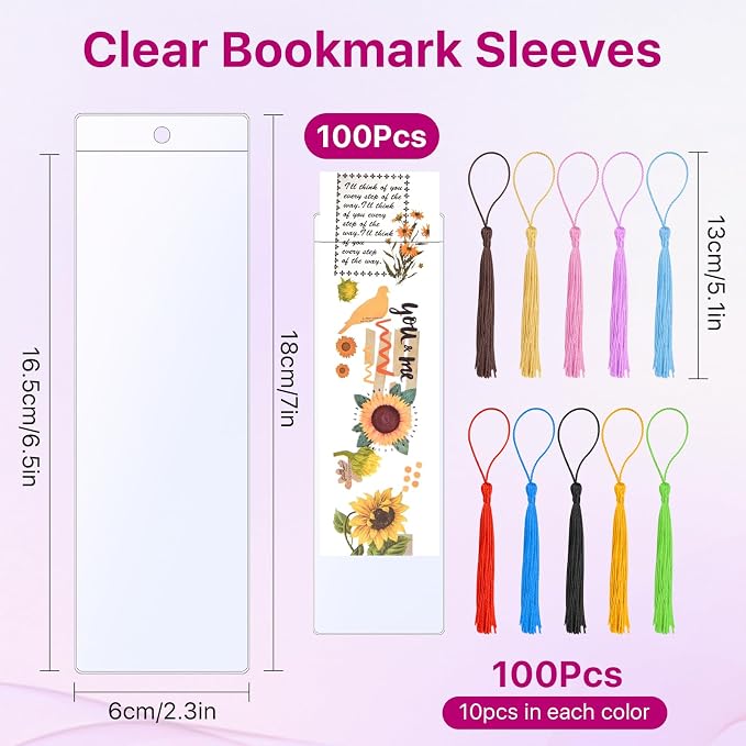 200 PCS Clear Bookmark Sleeves Kit, 7x2.3 in Photo Booth Sleeves - Image 2