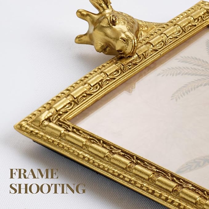 Cuspin 5x7 Gold Picture Frame, Ornate Vintage Resin Frames Decorative Giraffe - Image 4
