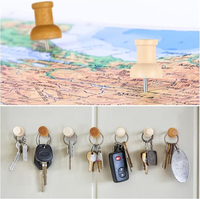120Pcs Wooden Thumb Tacks, 7 Shapes Push Pins - Image 6