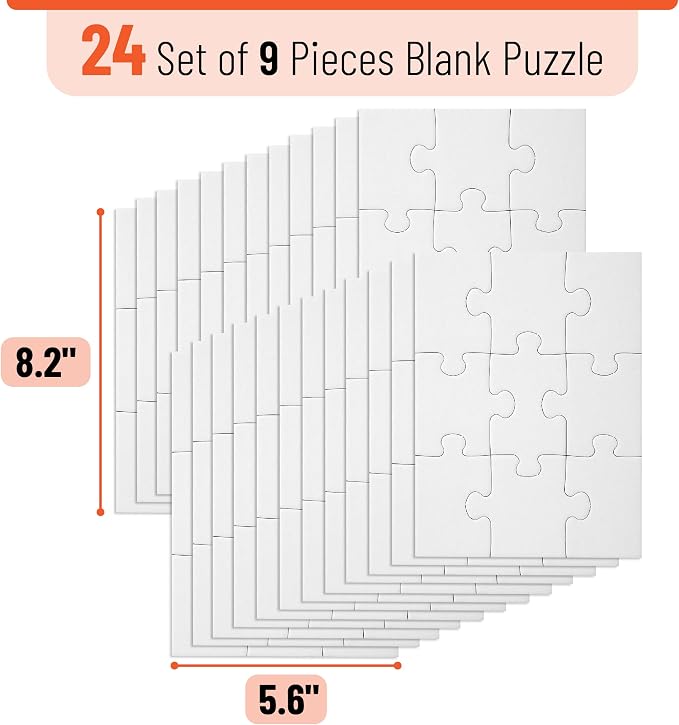 Mr. Pen- Blank Puzzle, 24 Pack, 9 Pieces/Pack, 5.5" x 4" | Blank Puzzles to - Image 2