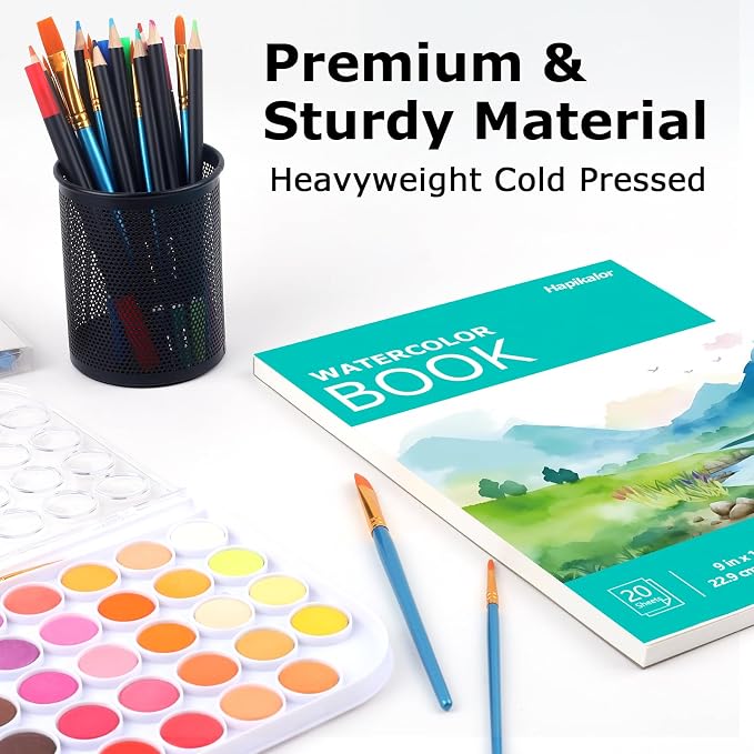 Watercolor Paper Pad, 140lb/300gsm Artist Painting Drawing Paper Book, Art - Image 4