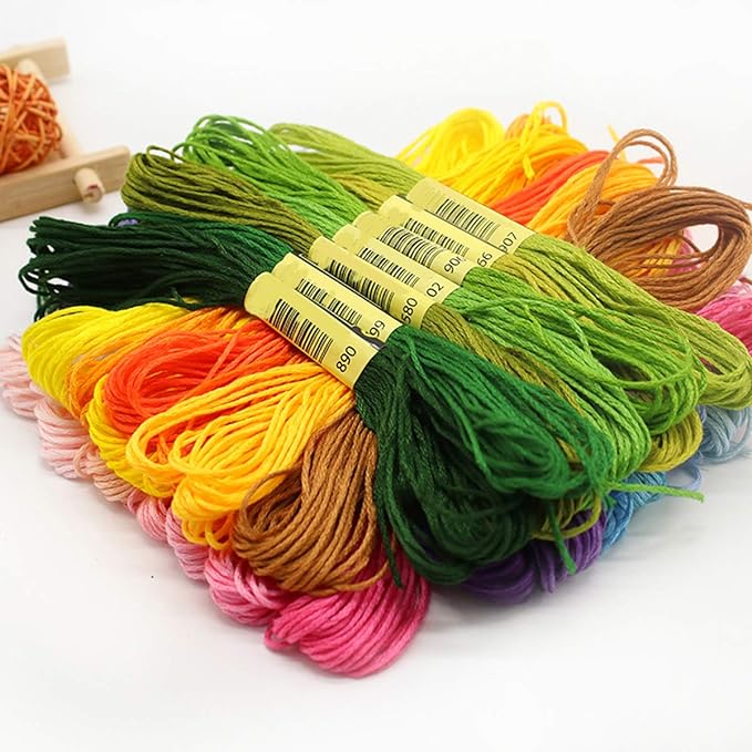 Friendship Bracelet String 50 Skeins Rainbow Color Embroidery Floss Cross - Image 4