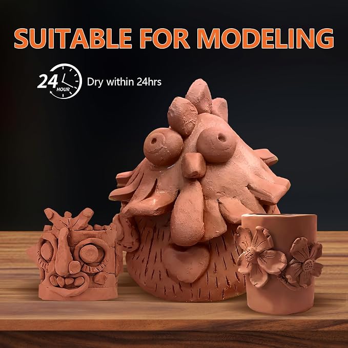 VIBRATITE 10LB Air Dry Clay, Terra Cotta Modeling Pottery Clay Bulk | Easy to - Image 5
