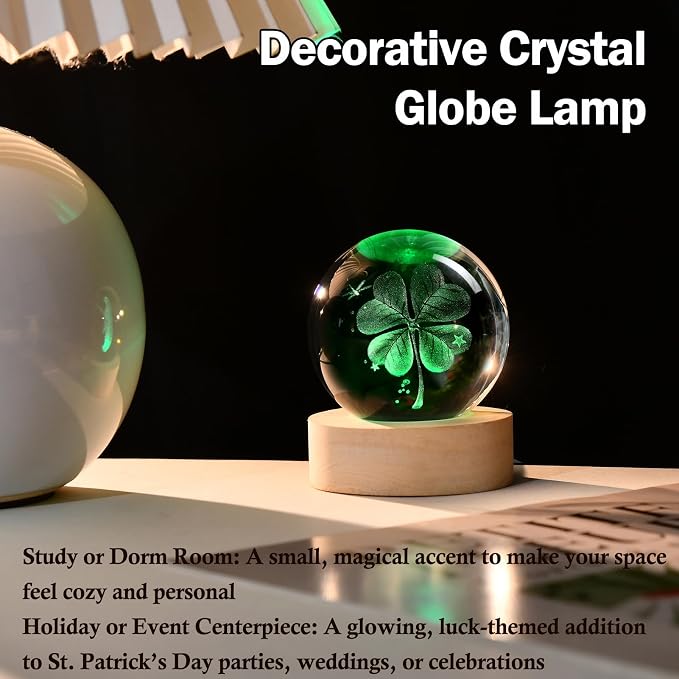 3D Four-Leaf Clover Crystal Ball 60mm Good Luck Gifts Ideas - Image 3