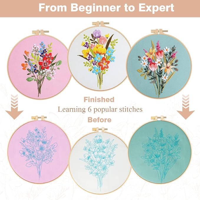 RidaaFri Embroidery Kit for Beginners, Hand Embroidery Practice Set - Image 2