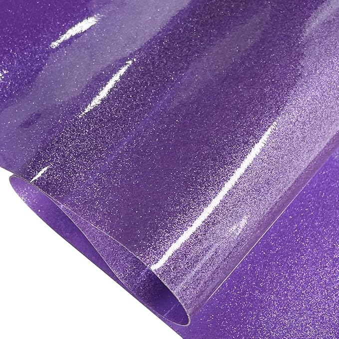 ONEART | Purple Transparent Glitter Vinyl Roll, 0.7 mm Solid Clear PVC Jelly - Image 3