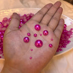 1500PCS 3-14mm Rose Red Flatback Pearls, 150g Half-Round ABS Pearls - Image 2