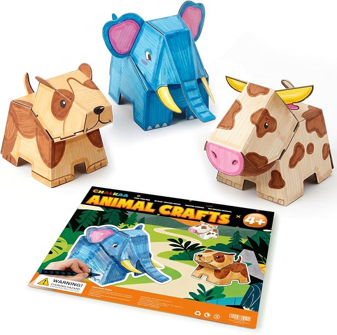 ChalKaa DIY Cardboard Animal Toys, 3D Coloring Puzzle Arts and Crafts by ChalKaachalk