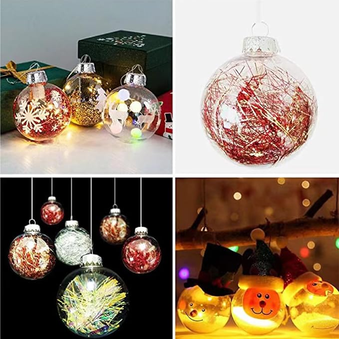 12 Pcs DIY Clear Plastic Fillable Balls Ornament, 2.36Inch Christmas Balls | - Image 4