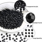 BONNY BOXX 1000pcs 6mm Acrylic Faceted Round Crystal Beads Solid Black Loose - Image 2