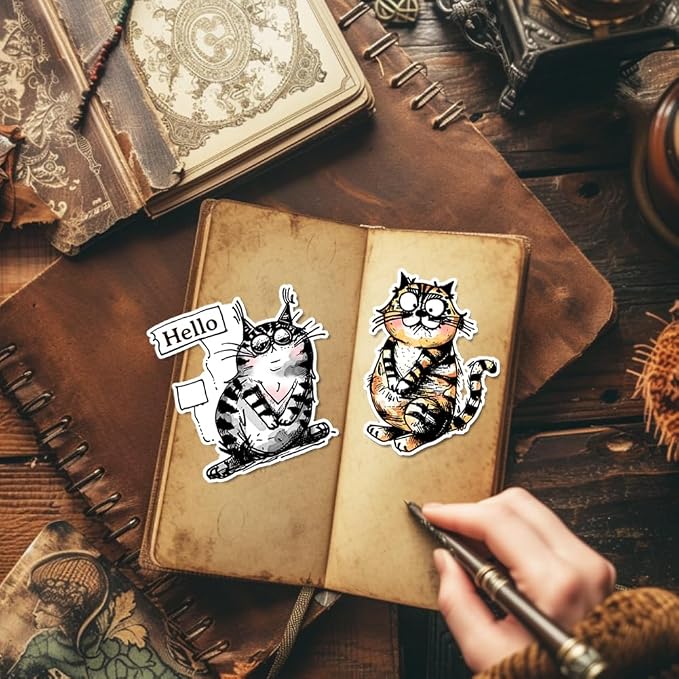 GLOBLELAND Coy Cat Clear Stamps Funny Cat Silicone Clear Stamp Seals Cartoon - Image 2