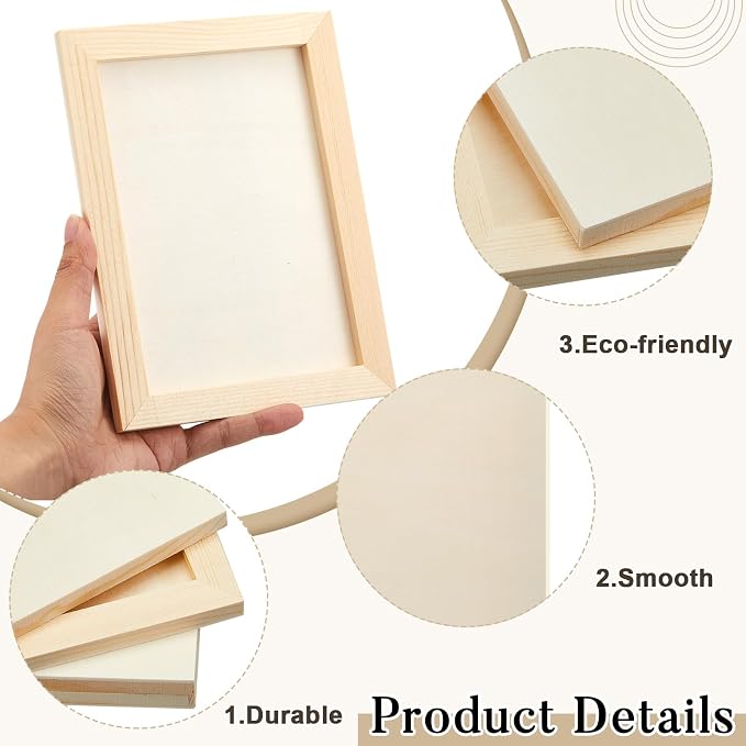 Kathfly 12 Pcs 5 x 7'' Wood Panel Boards, Unfinished Wood Canvas Panels - Image 4