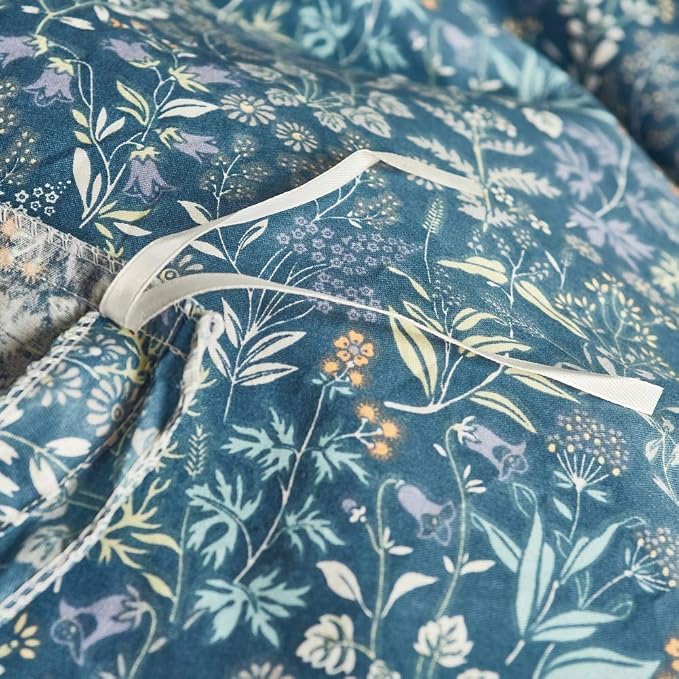 mixinni Blue Floral Duvet Cover King Size Cotton Flowers Pattern King Bedding - Image 5