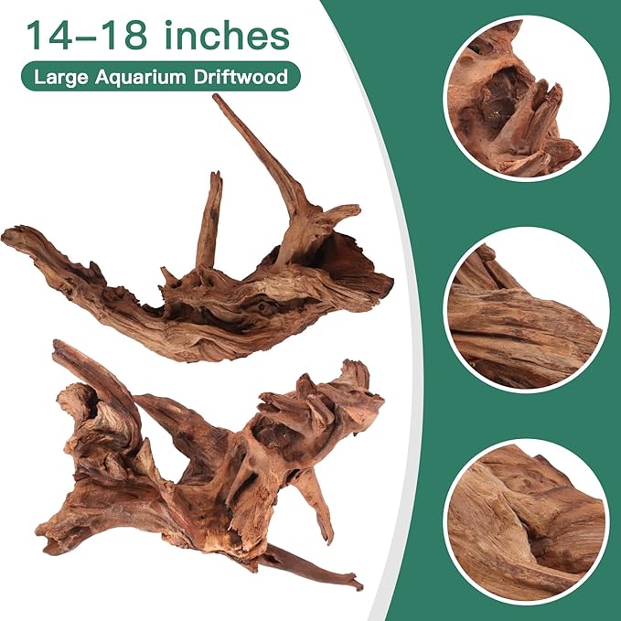 LYPHARD AQUARIUMS Driftwood for Aquarium, 2 Pieces 14-18 Inches Large Natural - Image 2
