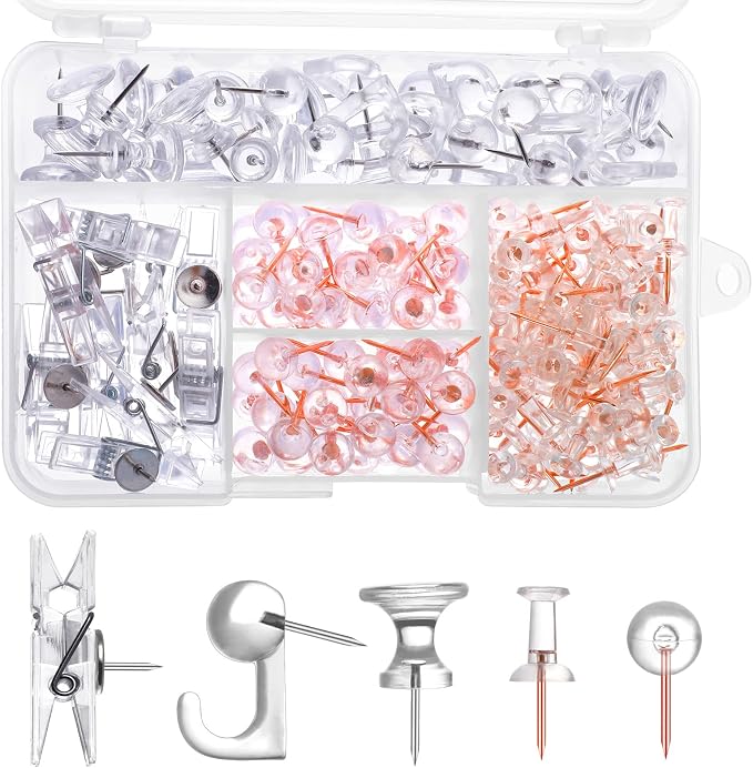 BESARME 200 Pcs Push Pins for Bulletin Board, Thumb Tacks for Cork Board | Clear by BESARME