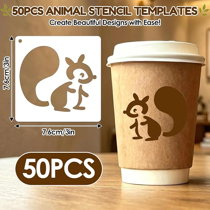 50 Pcs Large Animals Stencils for Painting, 3.93 x 3.93 Inch Animals Stencils - Image 2