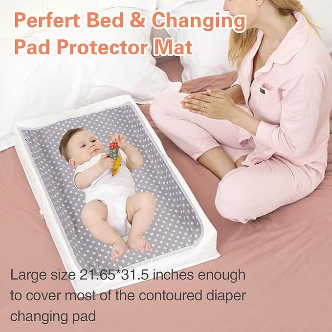 Baby Diaper Changing Pad, 21 5/8" x 31.5" Waterproof Changing Pad Liners - Reusable Soft and Absorbent Portable Changing Mat(Star1PCS)