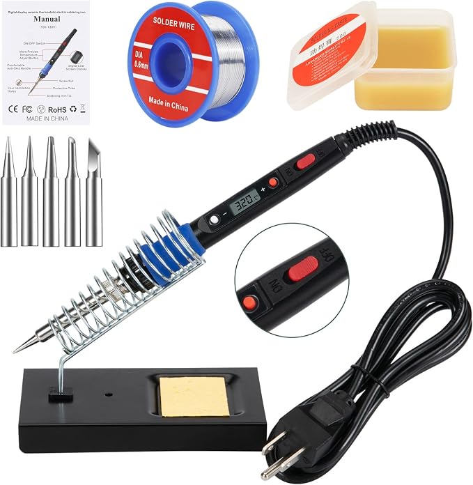 Soldering Iron Kit, 80W 110V LCD Digital Welding Tools, Portable Adjustable by Q-MINGSoldering