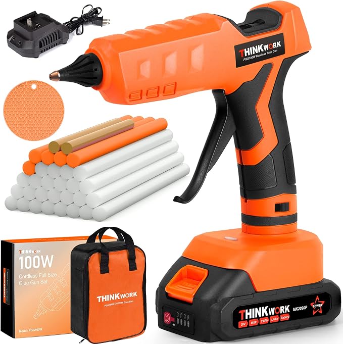 THINKWORK Hot Glue Gun, 20V Cordless Glue Gun by THINKWORK