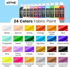 Artme 24 Colors Fabric Paint, Permanent Soft Fabric Paint Set - Image 2