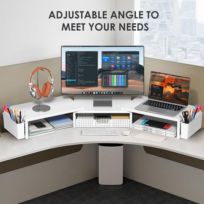 OPNICE Desk Organizers and Accessories, Dual Monitor Stand Riser - Image 7