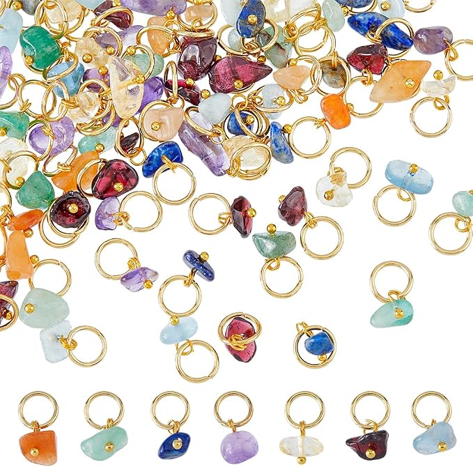 SUPERFINDINGS 84Pcs 7 Colors Natural Stone Pendants Mixed Gemstone Charms by SUPERFINDINGS