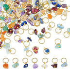 SUPERFINDINGS 84Pcs 7 Colors Natural Stone Pendants Mixed Gemstone Charms by SUPERFINDINGS