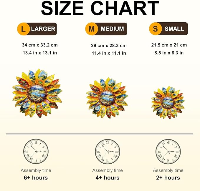 Sunflower Oil Painting Puzzles Adults Gifts Wooden 180 Pieces 11.4 * 11.1in - Image 4