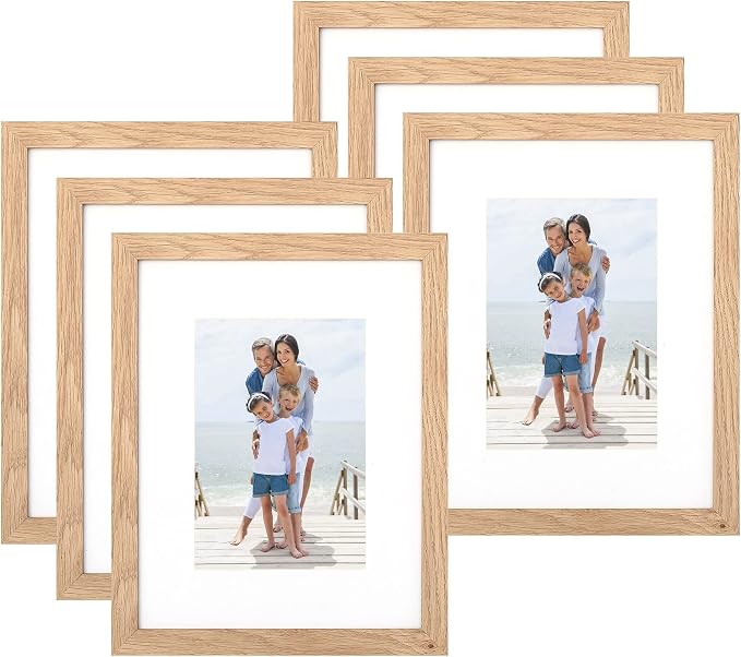 8x10 Picture Frame Set of 6, Made of Perspex Glass, Display Picture 5x7 by ATOBART