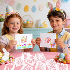 72 Pcs Easter Day Stencils for Painting Set, Reusable Eggs Rabbit Carrot Cute - Image 3