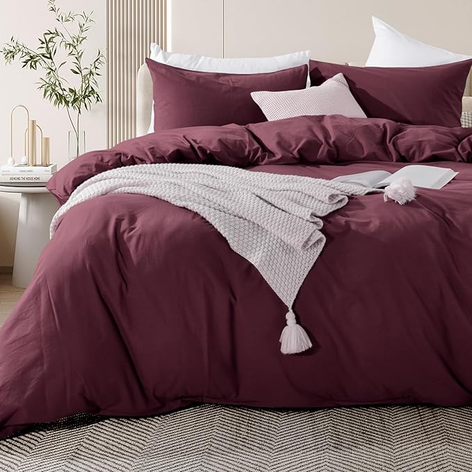 NEXHOME PRO Duvet Cover Set 100% Washed Cotton Super King 108"x98", Organic - Image 4
