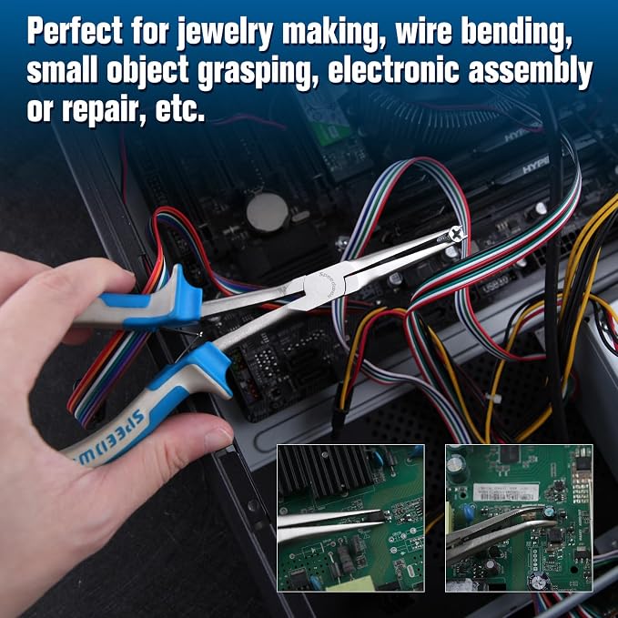 SPEEDWOX 2PCS Long Reach Needle Nose Pliers Set Long Nose Pliers & Bent Needle - Image 3