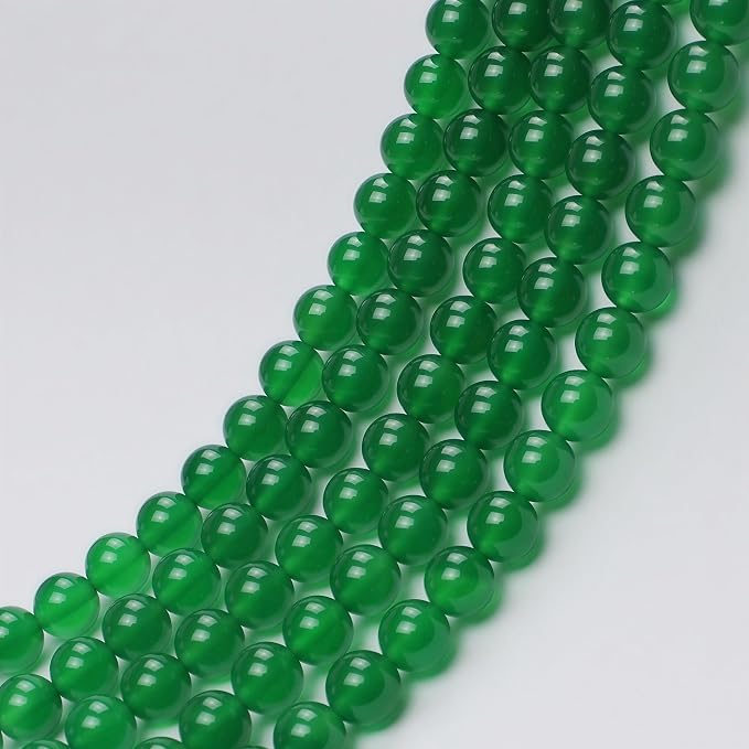 MJDCB 7A Natural Green Agate Round Stone Loose Beads - Image 6