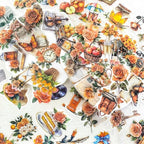 50 PCS Vintage Orange Rose Floral Scrapbook Stickers, Resin Crafts, Retro by YOKSAS
